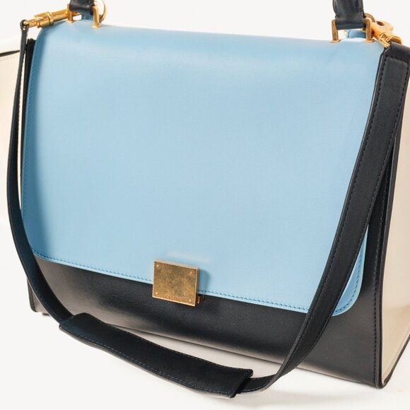 Celine Trapeze Smooth Calfskin Tri-Colour Blue Leather Bag - Picture 7 of 15